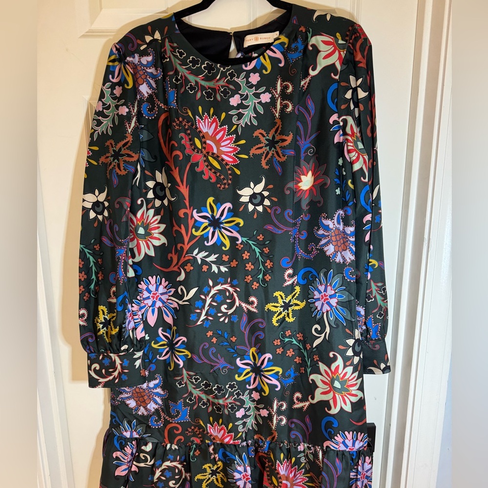 Tory Burch Printed Silk‎ Twill Shift Dress, Size 10 - Picture 3 of 14